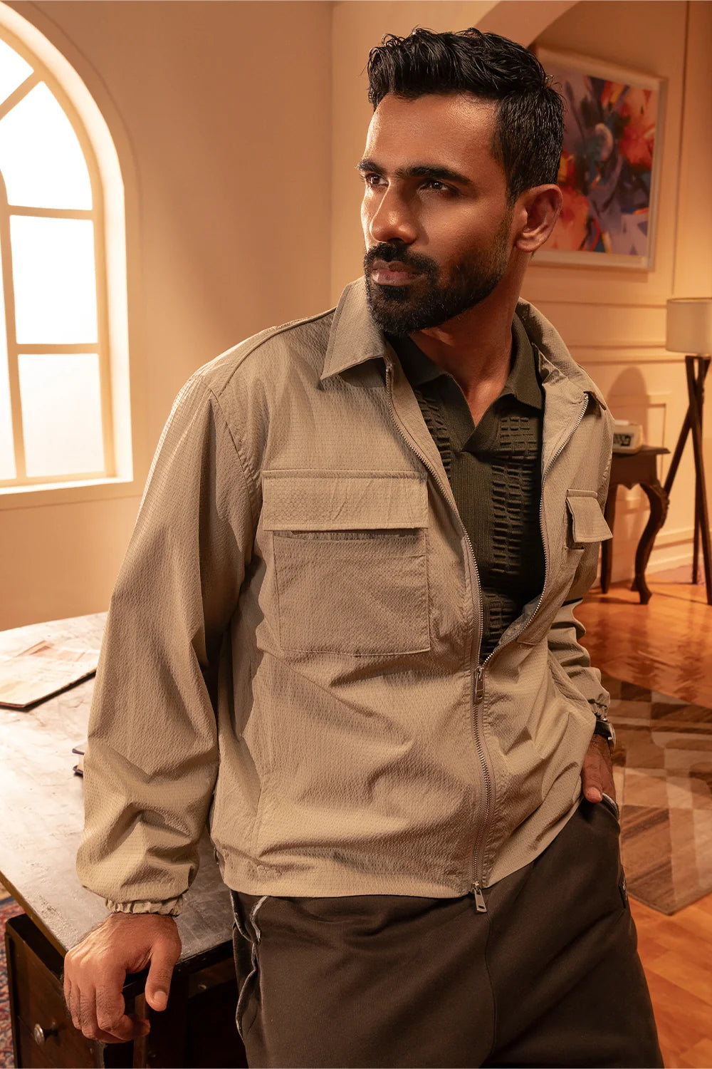 Ribbon Zip-Up Jacket