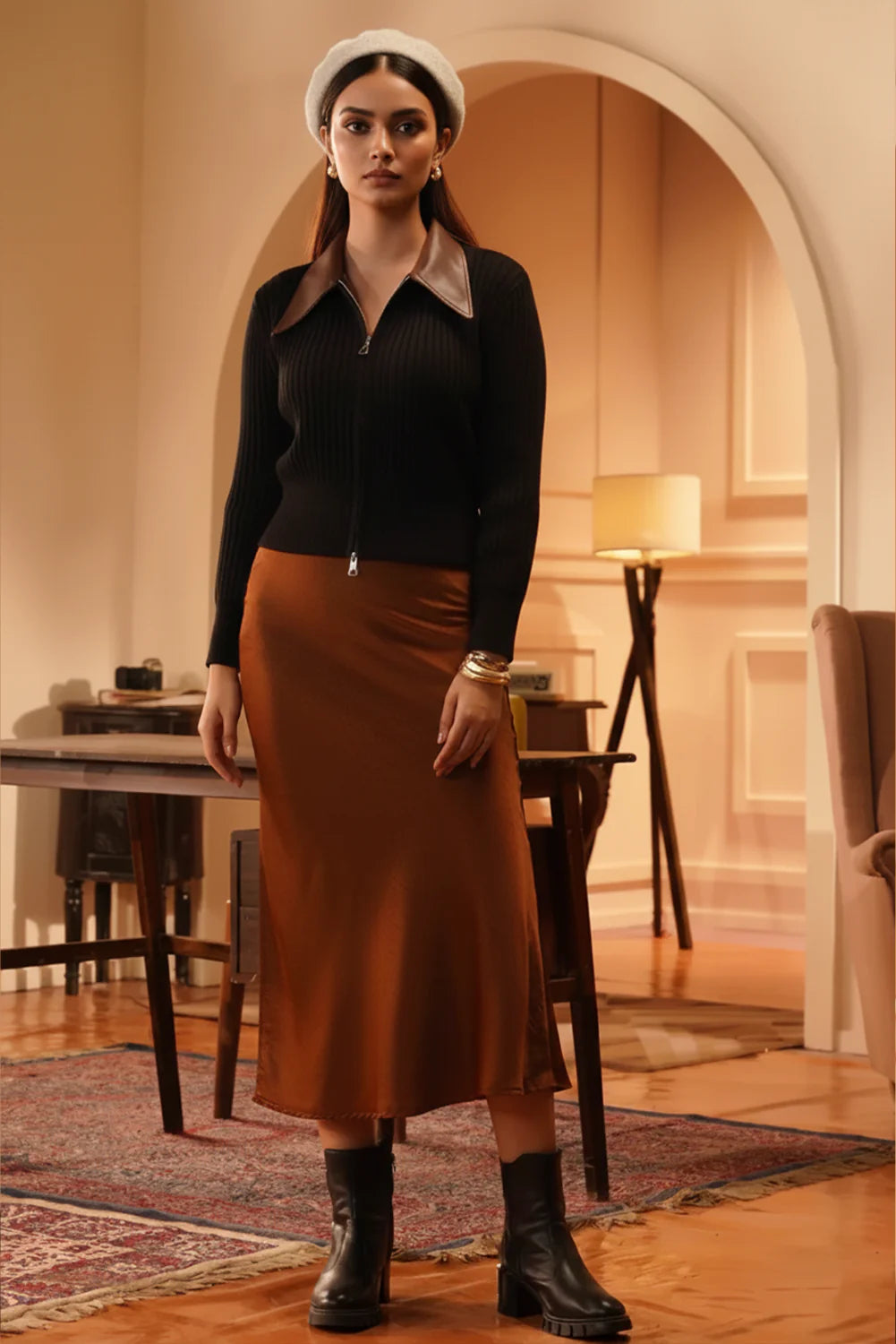 Contrast Collar Sweater