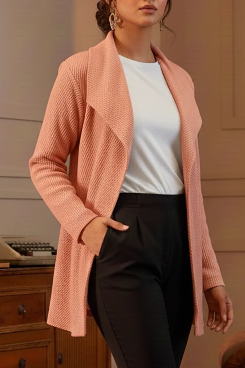 Refined Textured Open-Front Top