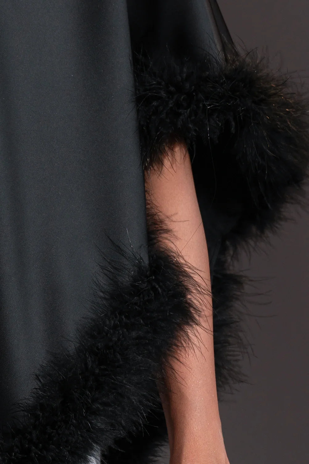Luxe Feather-Trim Cape