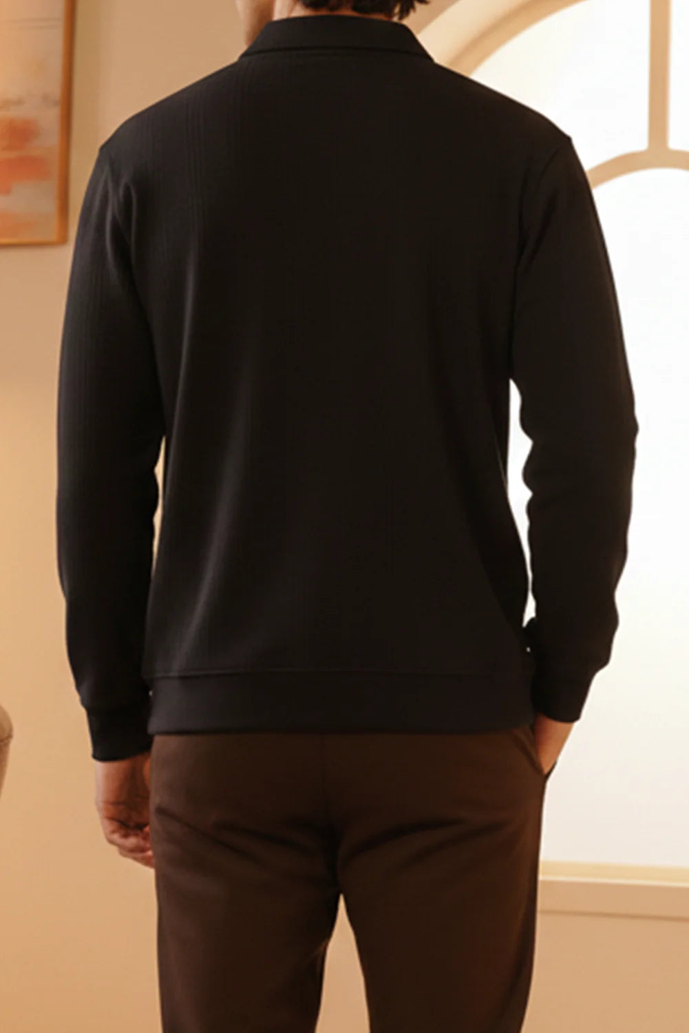Textured Zip-Collar Sweatshirt