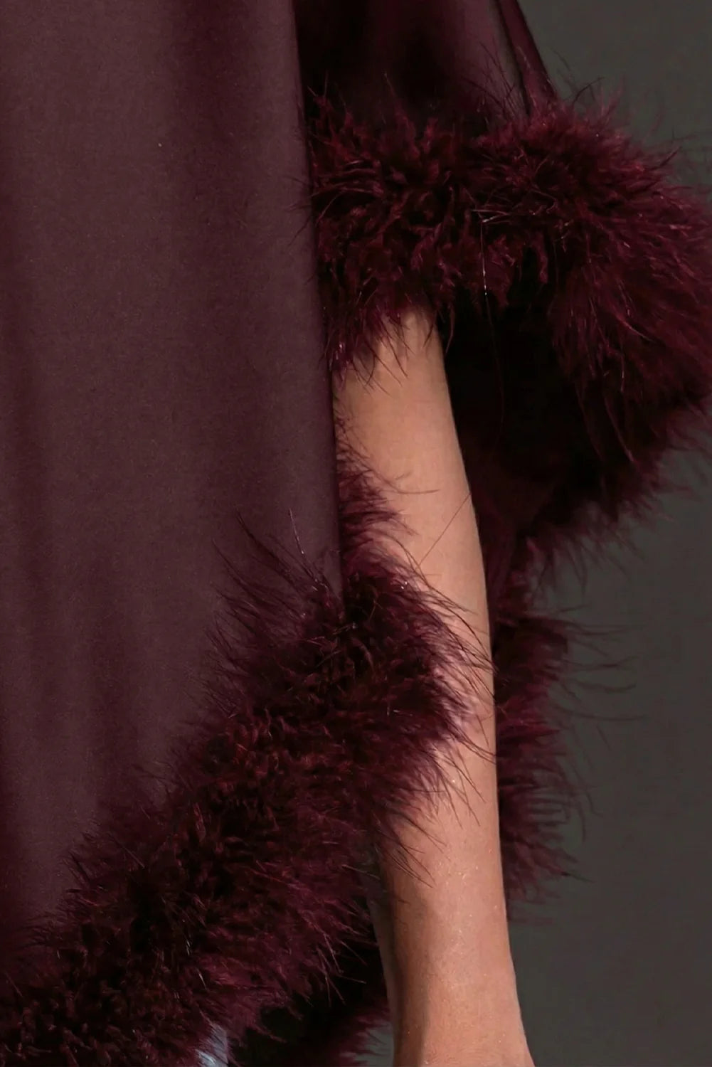 Luxe Feather-Trim Cape
