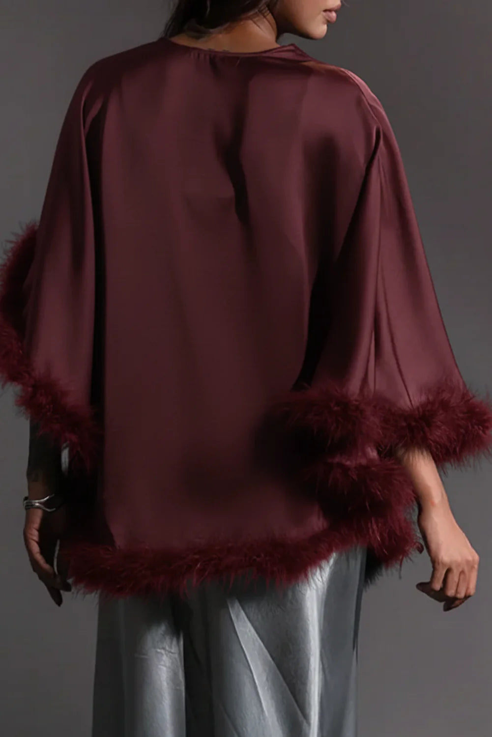 Luxe Feather-Trim Cape