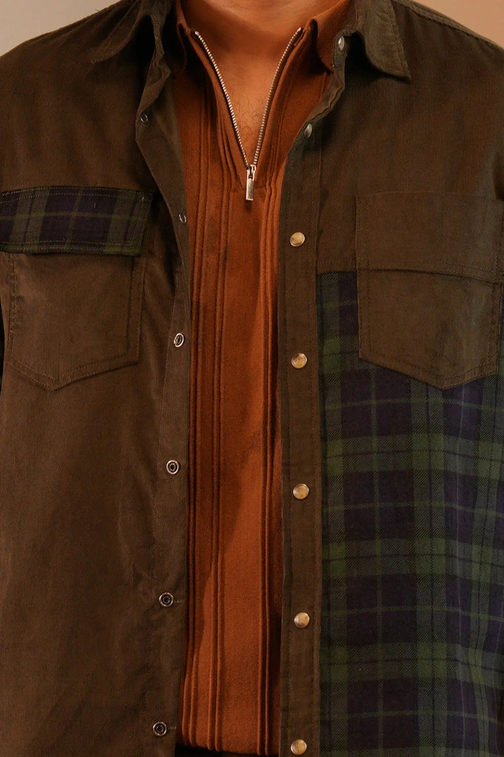 Panelled Corduroy Overshirt