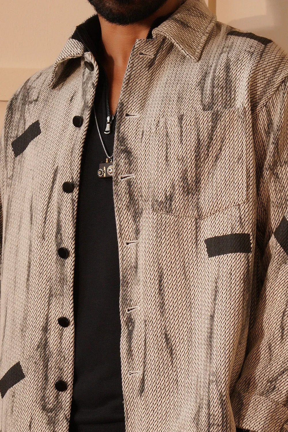 Textured Black Label Overshirt