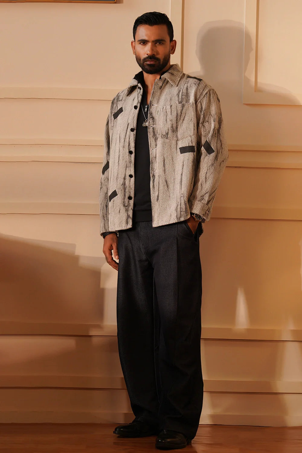 Textured Black Label Overshirt