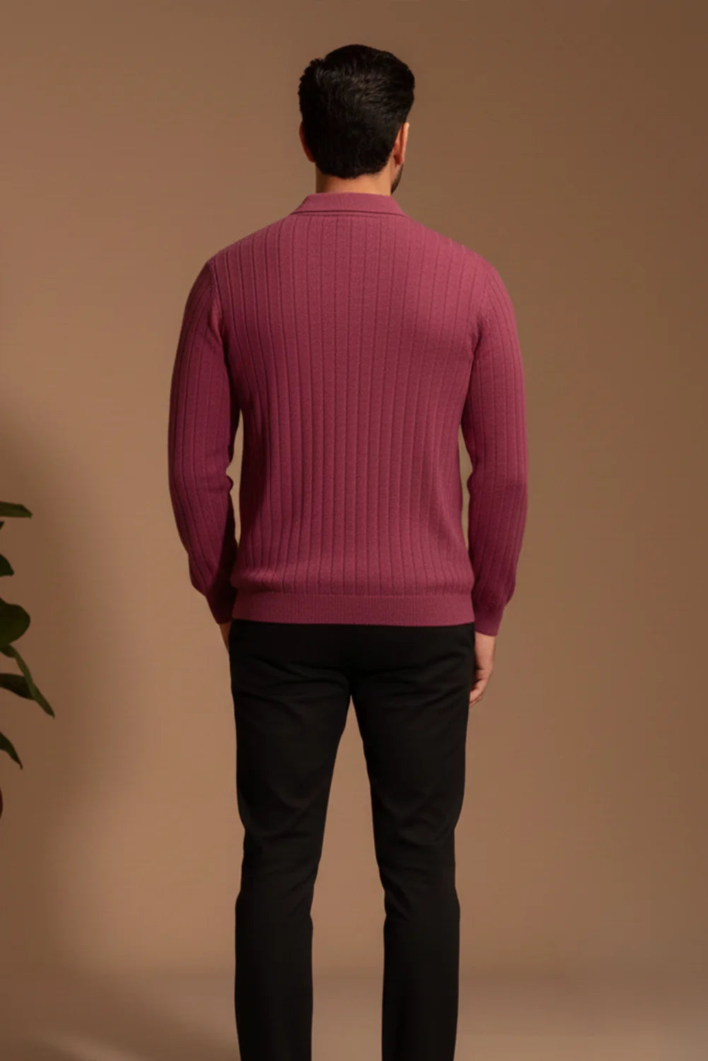 Premium Ribbed Quarter-Zip Knit Sweater