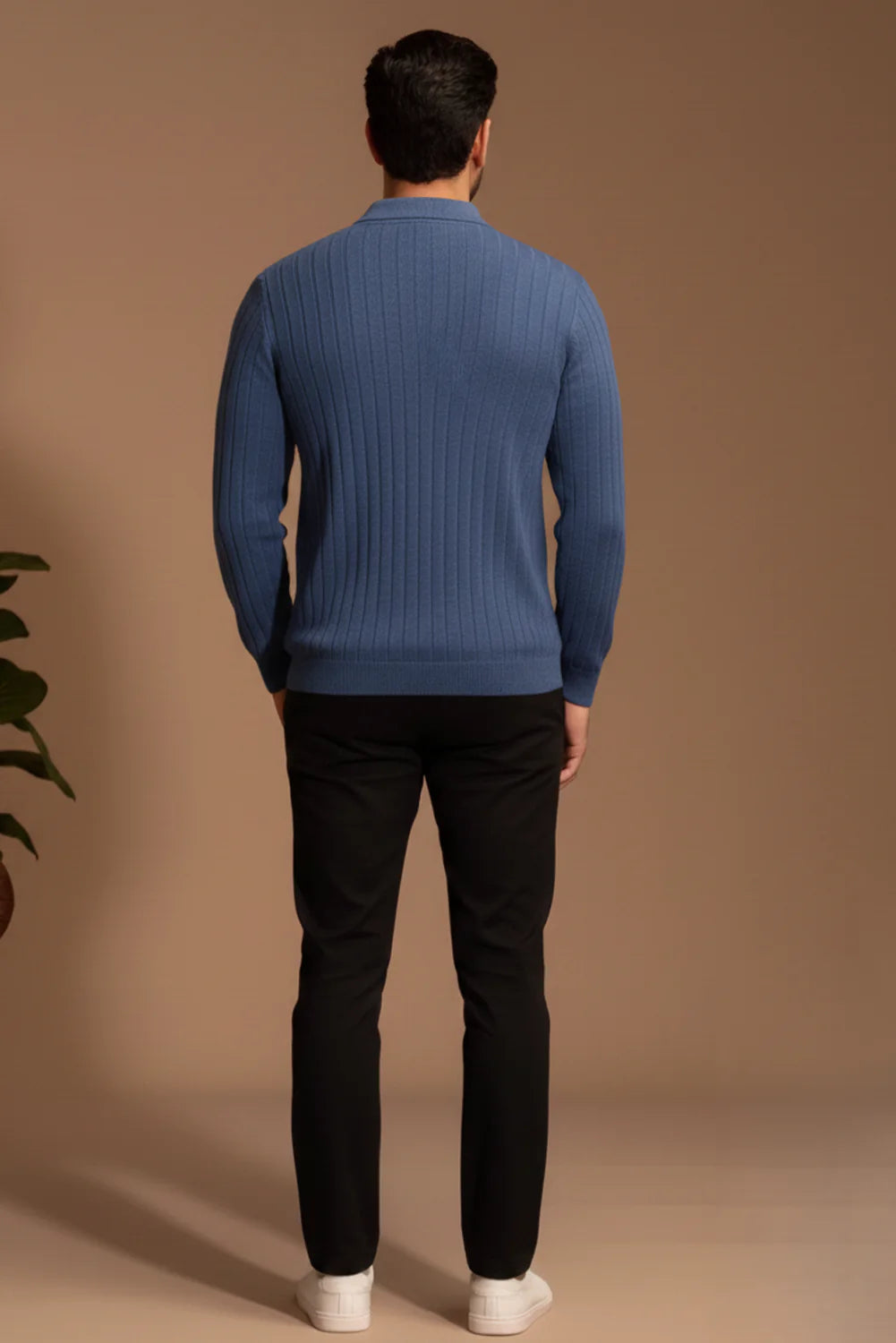 Premium Ribbed Quarter-Zip Knit Sweater