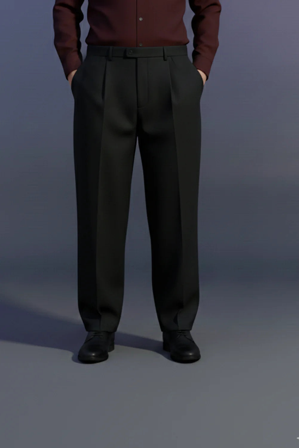 Side-Buckle Baggy-Fit Formal Pant