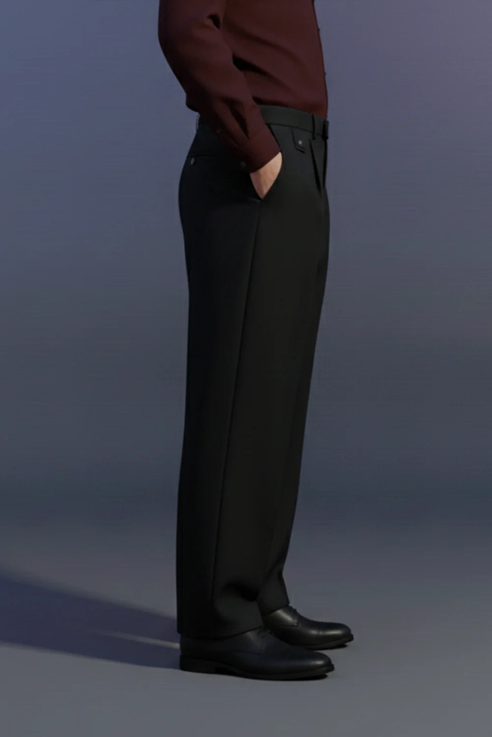 Side-Buckle Baggy-Fit Formal Pant