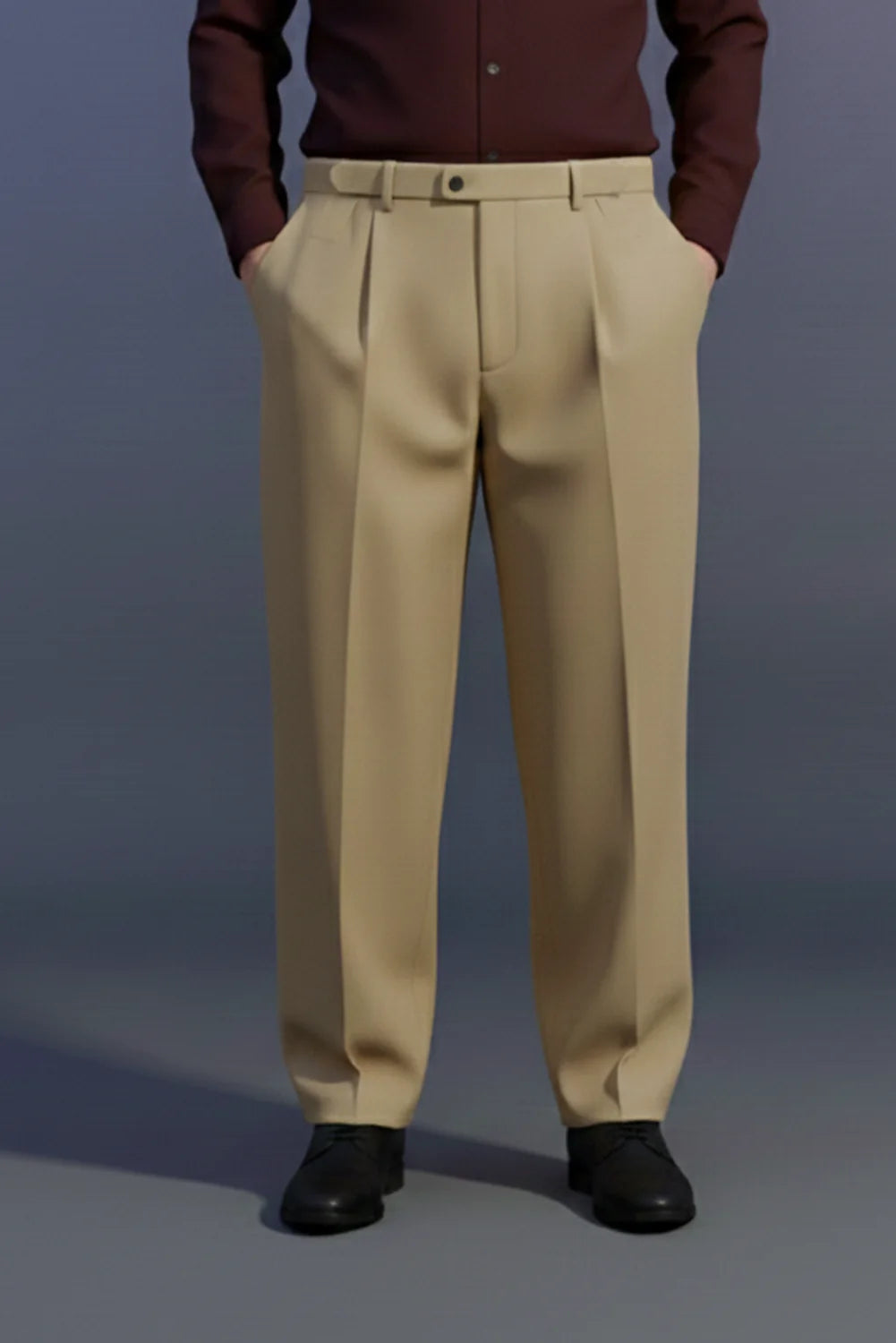 Side-Buckle Baggy-Fit Formal Pant