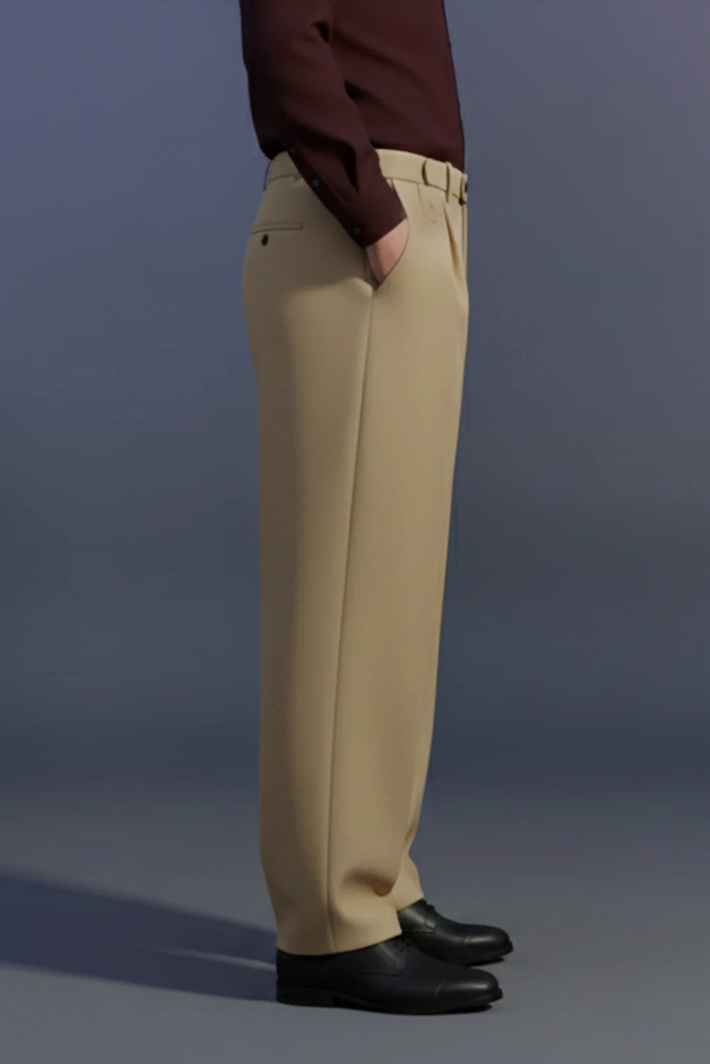 Side-Buckle Baggy-Fit Formal Pant