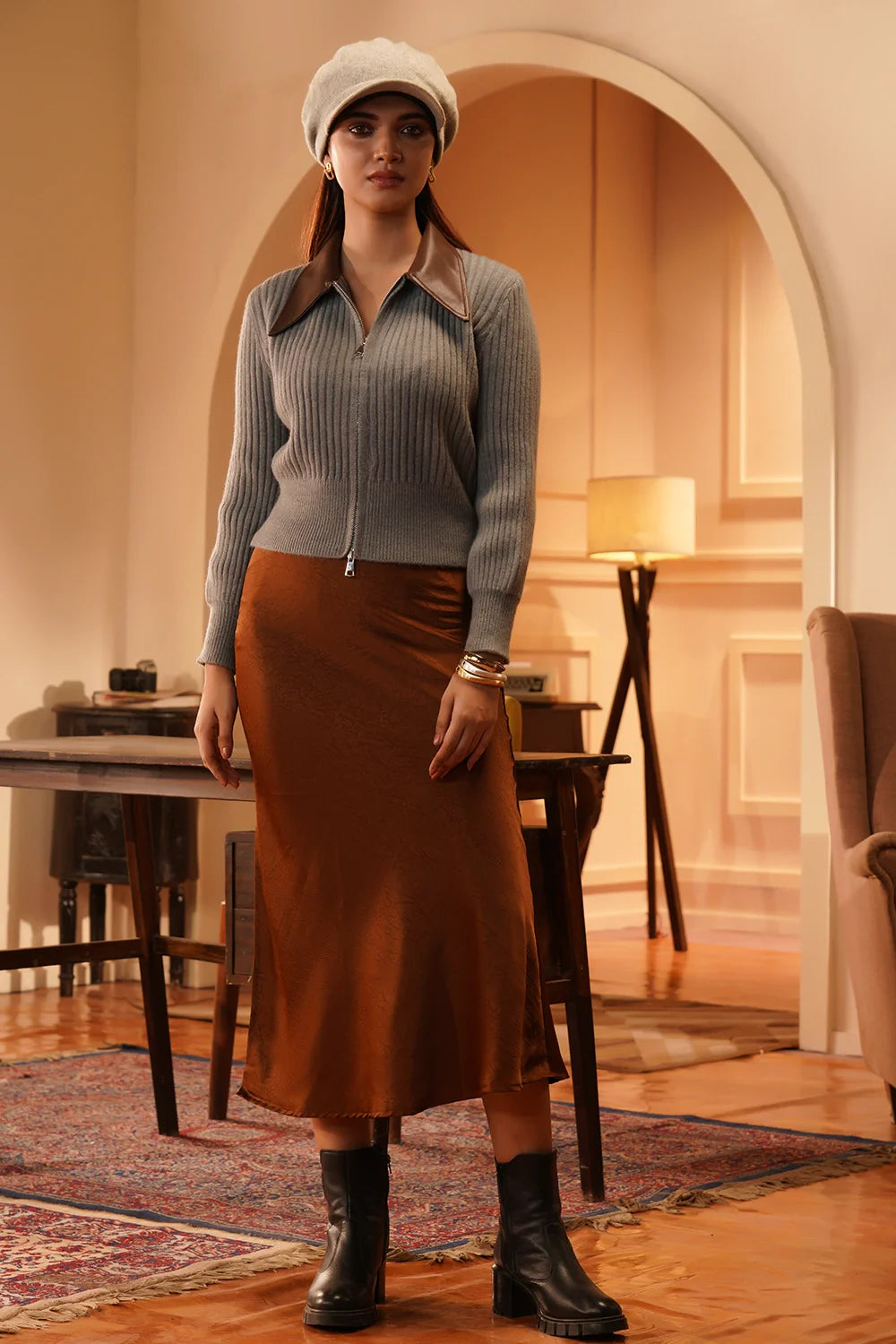 Contrast Collar Sweater