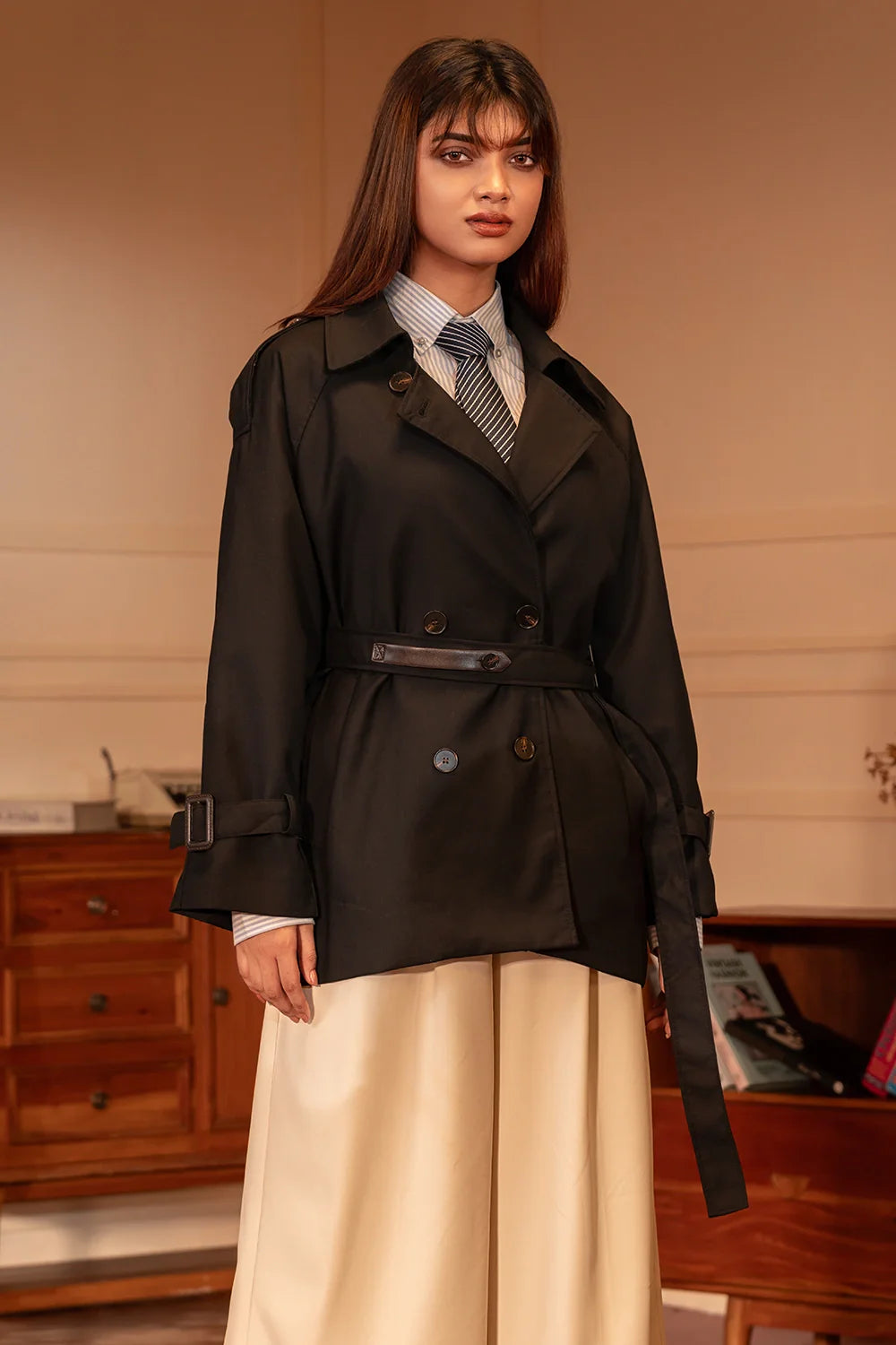 Midnight Crop Trench Coat