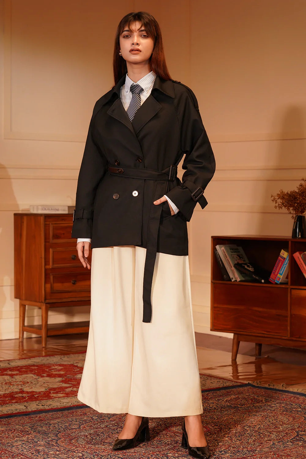 Midnight Crop Trench Coat